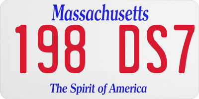 MA license plate 198DS7