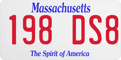 MA license plate 198DS8