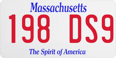 MA license plate 198DS9