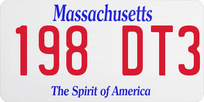 MA license plate 198DT3