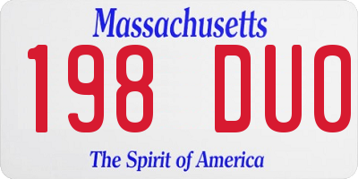 MA license plate 198DU0