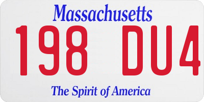 MA license plate 198DU4