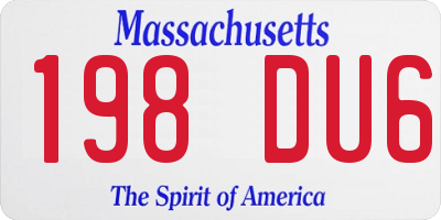 MA license plate 198DU6