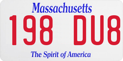 MA license plate 198DU8