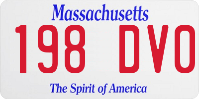 MA license plate 198DV0