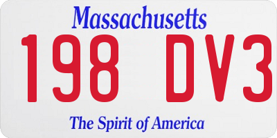 MA license plate 198DV3