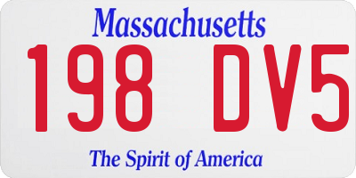 MA license plate 198DV5