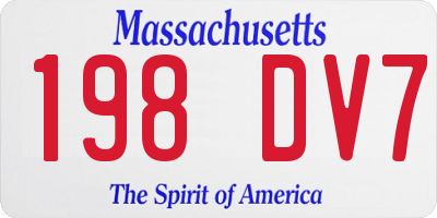 MA license plate 198DV7