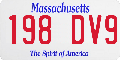 MA license plate 198DV9