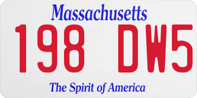 MA license plate 198DW5