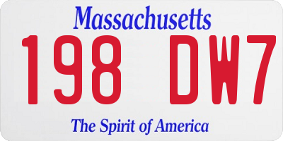 MA license plate 198DW7