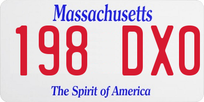 MA license plate 198DX0