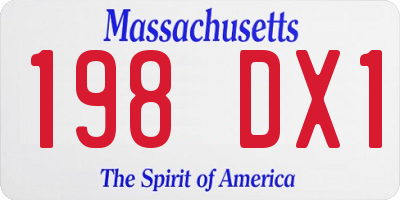 MA license plate 198DX1