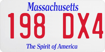 MA license plate 198DX4