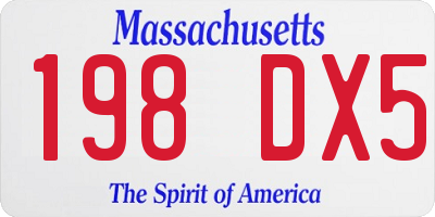 MA license plate 198DX5