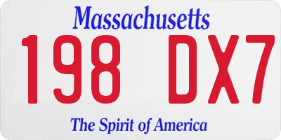 MA license plate 198DX7