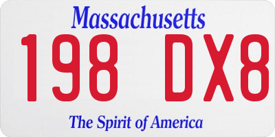 MA license plate 198DX8