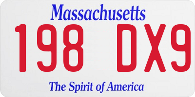 MA license plate 198DX9