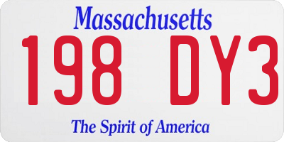MA license plate 198DY3