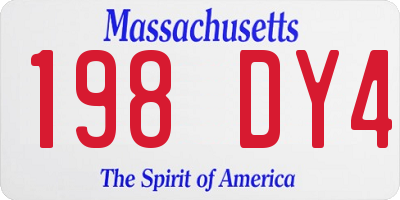MA license plate 198DY4