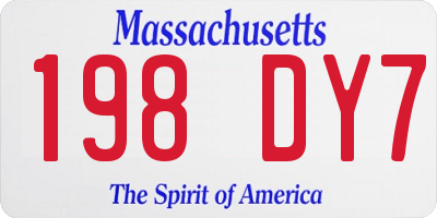 MA license plate 198DY7