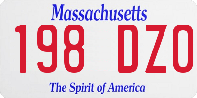 MA license plate 198DZ0
