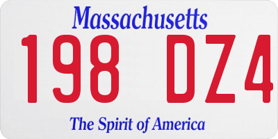 MA license plate 198DZ4