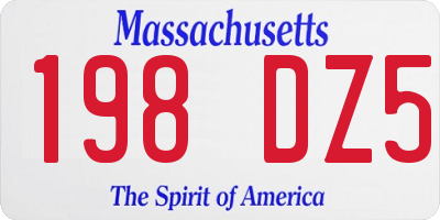 MA license plate 198DZ5