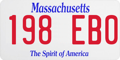 MA license plate 198EB0