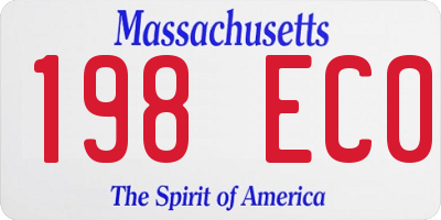 MA license plate 198EC0