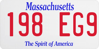 MA license plate 198EG9