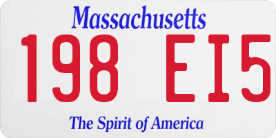 MA license plate 198EI5