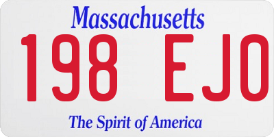 MA license plate 198EJ0