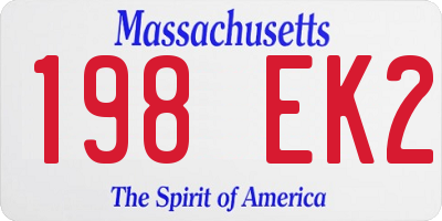 MA license plate 198EK2