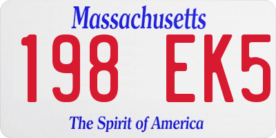 MA license plate 198EK5