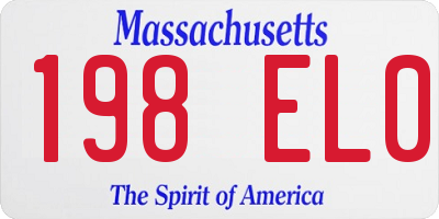 MA license plate 198EL0