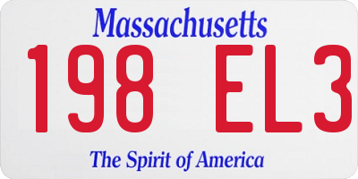 MA license plate 198EL3