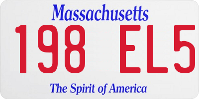 MA license plate 198EL5
