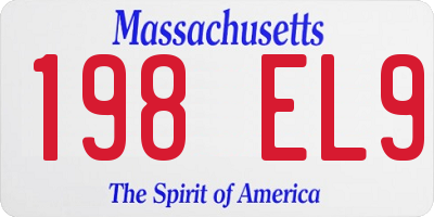 MA license plate 198EL9