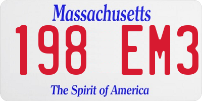 MA license plate 198EM3