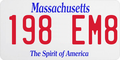 MA license plate 198EM8