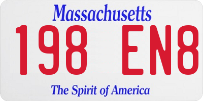 MA license plate 198EN8