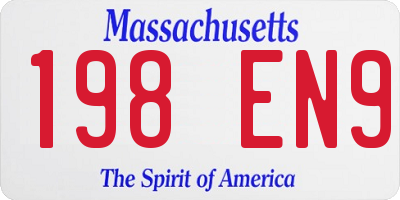 MA license plate 198EN9