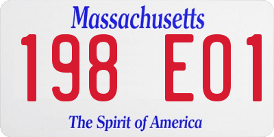 MA license plate 198EO1