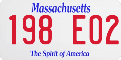 MA license plate 198EO2