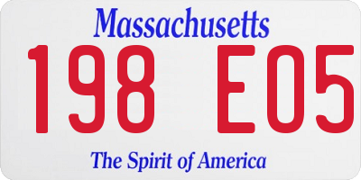 MA license plate 198EO5