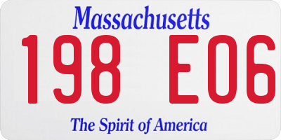 MA license plate 198EO6