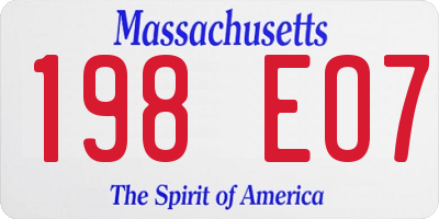 MA license plate 198EO7