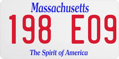 MA license plate 198EO9