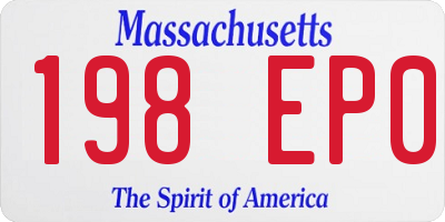 MA license plate 198EP0